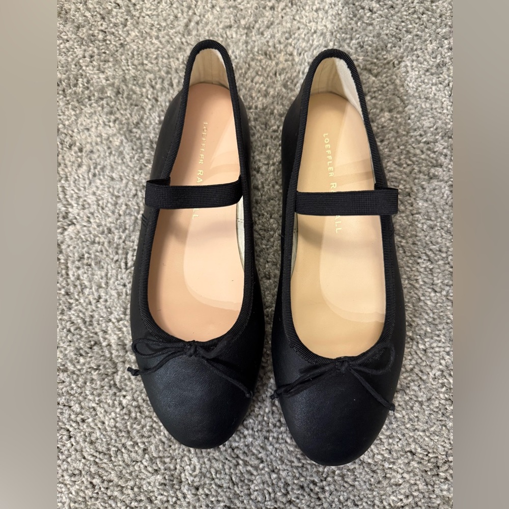 Loeffler Randall Leonie Black Leather Ballet Flat